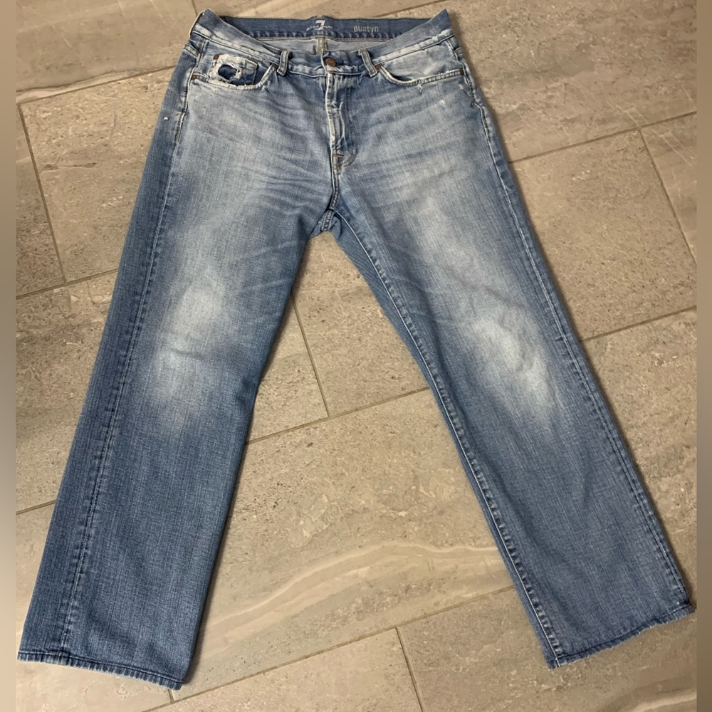 7 for all mankind Austyn Jeans Straight Regular Size 34 Distressed Worn